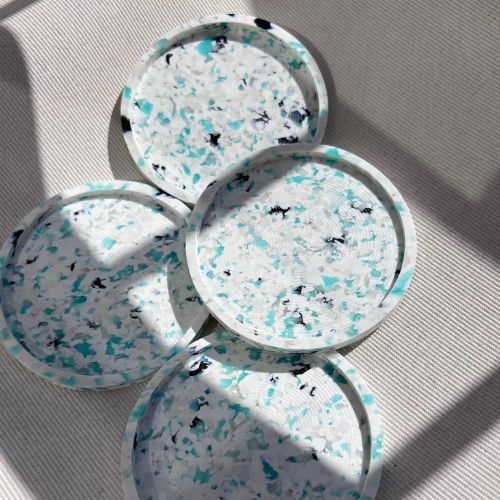 Eco-Story Coasters: Handcrafted Drink Coasters from Recycled Plastic 4pk - J.W. Frye