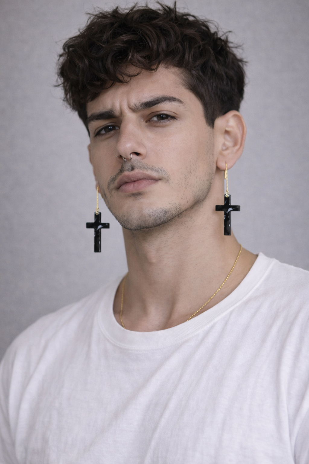 Recycled Plastic Cross Threader Earrings, Made in Greece, Assembled in USA