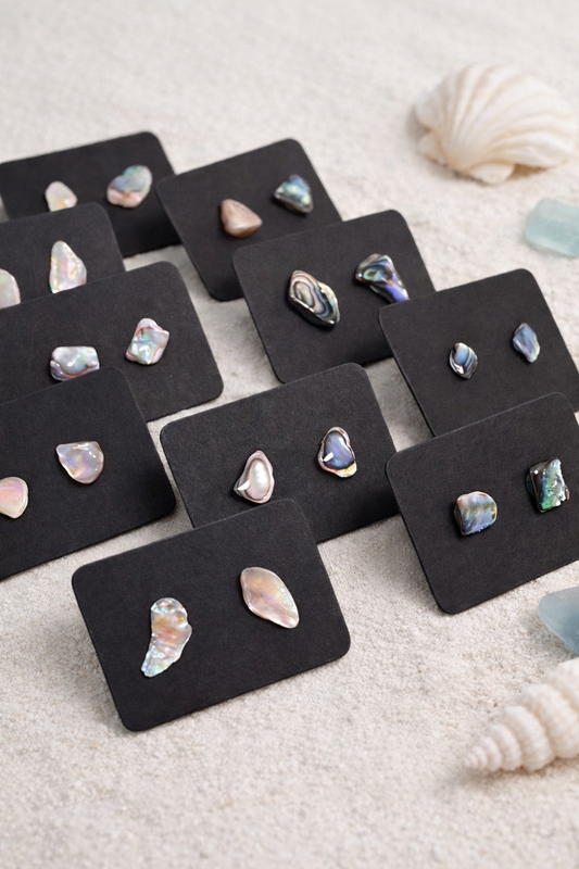 Costal revival seashell sterling studs, Handmade