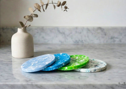 Sustainable marble print Coaster: Handcrafted Coaster from Recycled Plastic 4pk