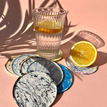 Eco-Story Coasters: Handcrafted Drink Coasters from Recycled Plastic 4pk - J.W. Frye