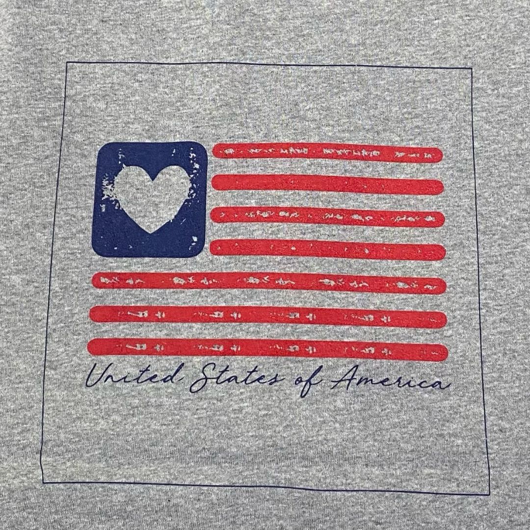 Eco-Blend Heart Flag Tee: Sustainable USA Pride with Recycled Cotton & Plastic - J.W. Frye