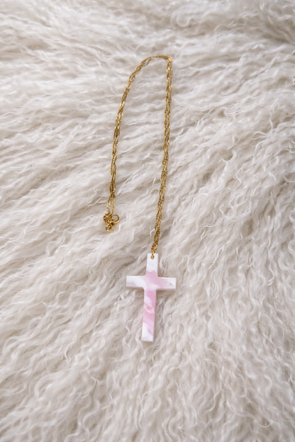 Recycled Plastic Cross Threader Necklace, Made in Greece, Assembled in USA