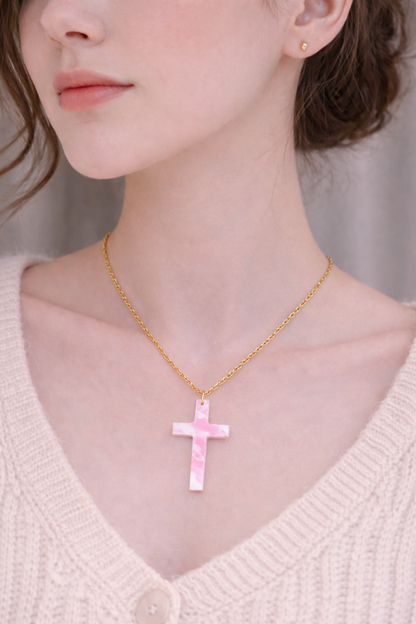 Recycled Plastic Cross Threader Necklace, Made in Greece, Assembled in USA